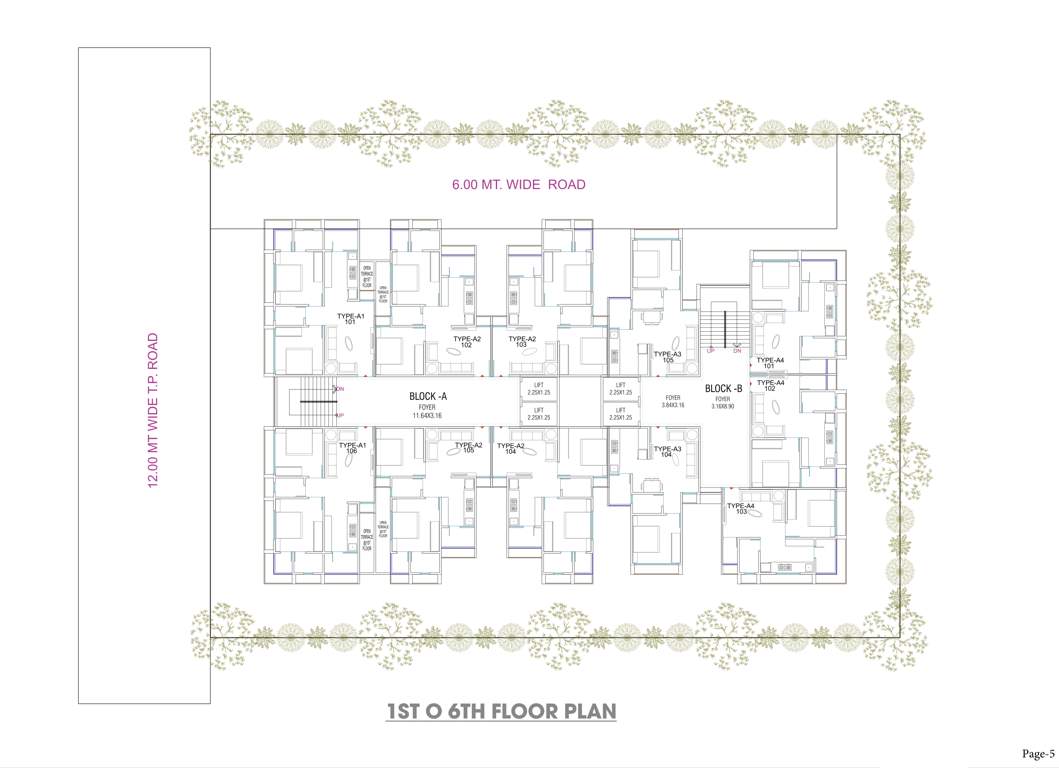  shree radhe repose 3 Block A & B Cluster Plan from 1st to 6th Floor