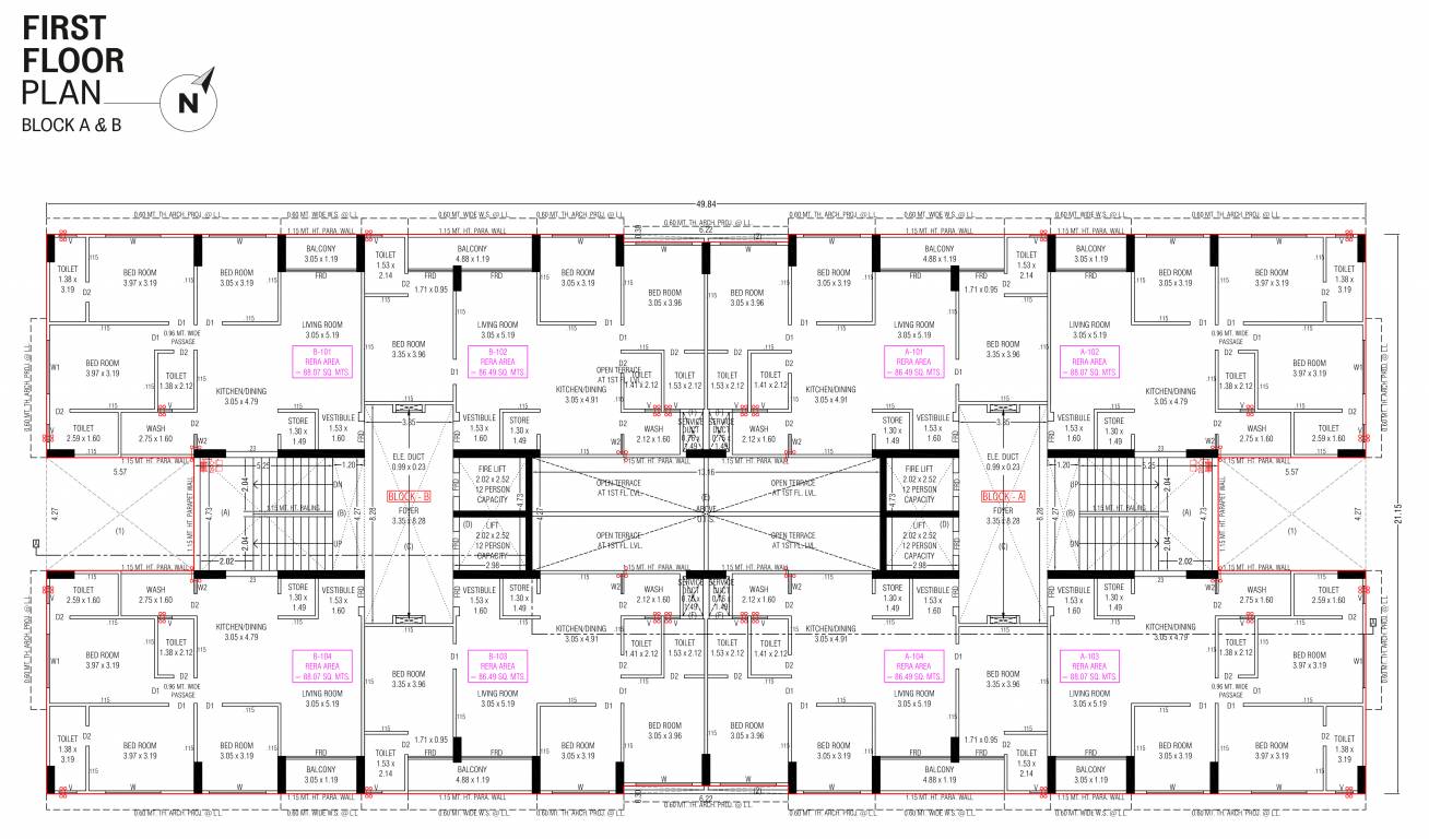  umasut skyarise Block A, B Cluster Plan for 1st Floor