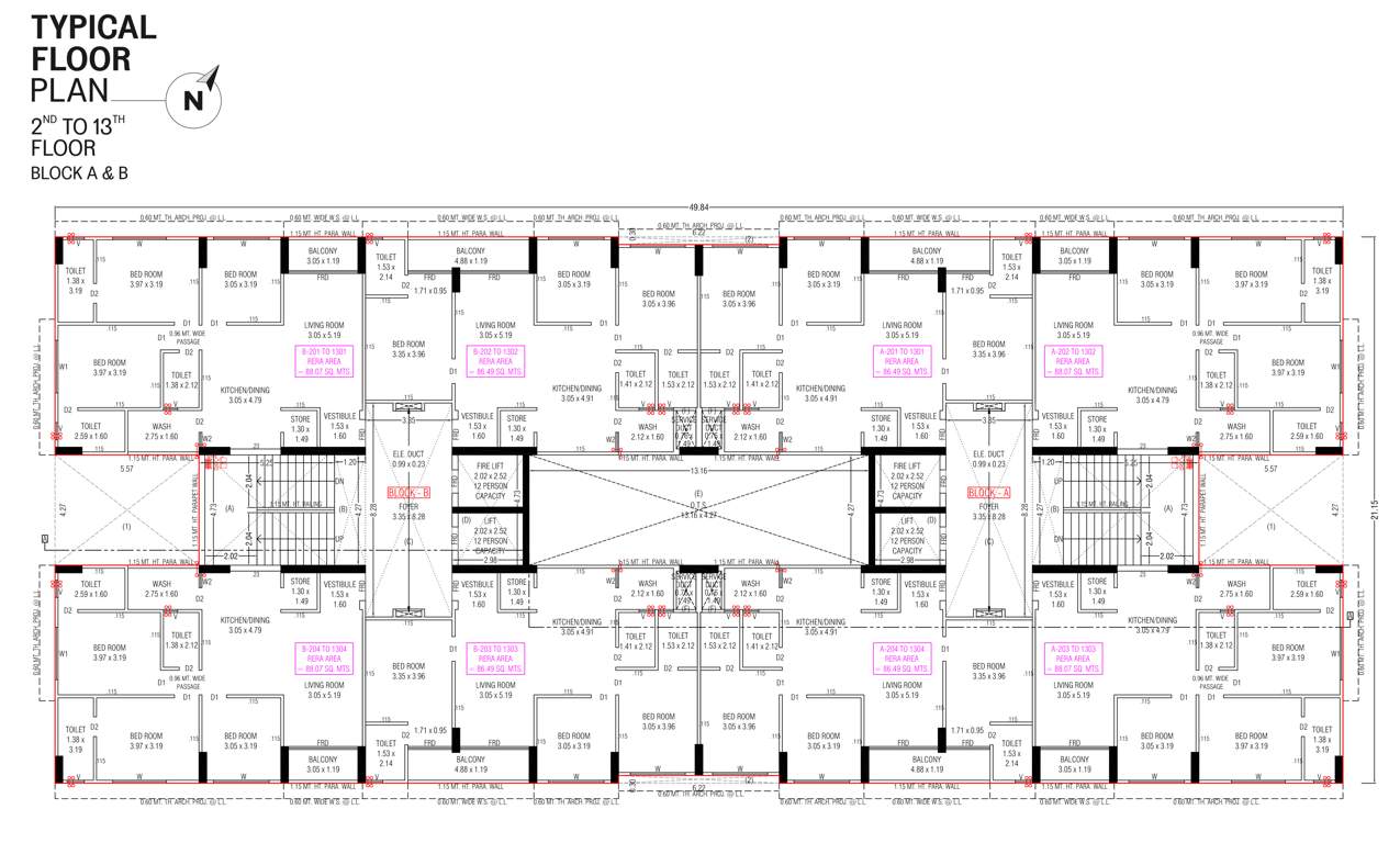  umasut skyarise Block A , B Cluster Plan from 2nd to 13th Floor