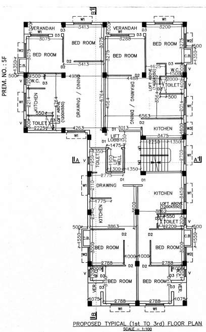 satyam apartment Satyam Apartment Cluster Plan from 1st to 3rd Floor