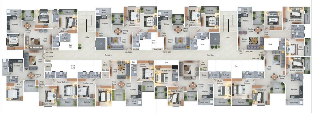  kaavya heights Kaavya Heights Cluster Plan from 1st to 8th Floor