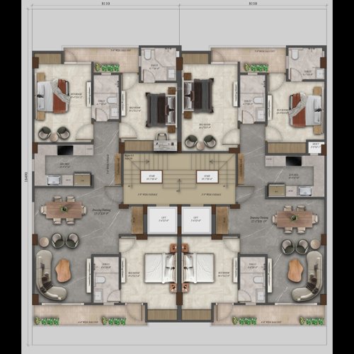  luxury-floor-63a Cluster Plan from 1st to 4th Floor