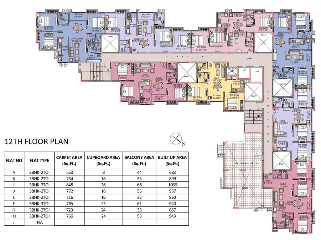  prudent gokulam Prudent Gokulam Cluster Plan for 12th Floor