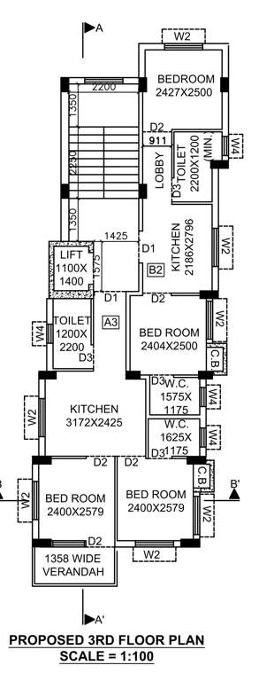  sai krishna apartment Sai Krishna Apartment Cluster Plan for 3rd Floor