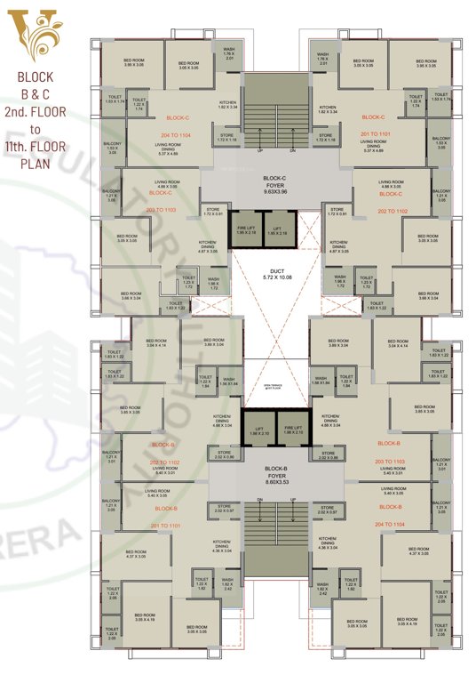  victoria elegance Tower B,C Cluster Plan from 2nd to 11th Floor