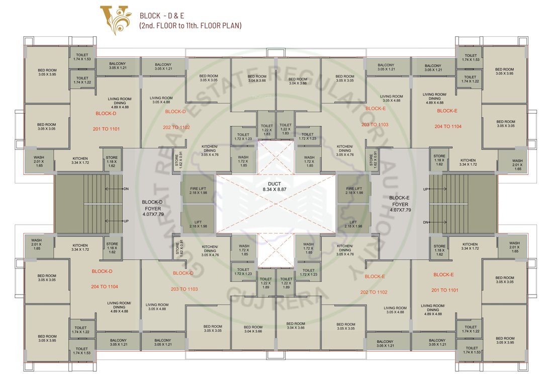  victoria elegance Tower D,E Cluster Plan from 2nd to 11th Floor
