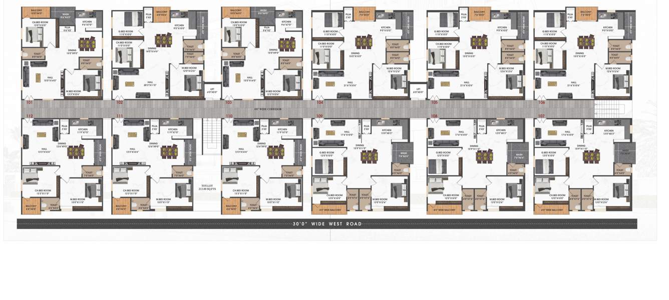 nandanavanam Bommarillu Nandanavanam Cluster Plan from 1st to 5th Floor