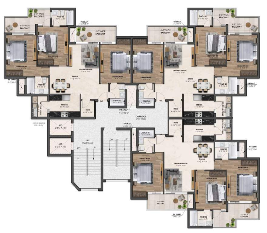  amayra trillium Block D Cluster Plan from 1st to 14th Floor