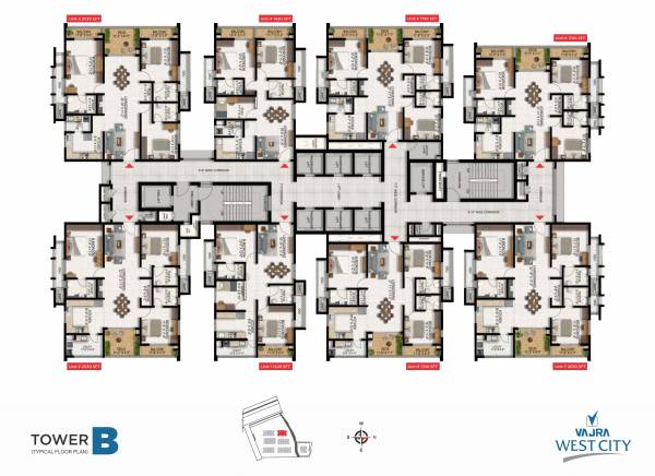  west-city-phase-i Tower B Cluster Plan for Typical Floor