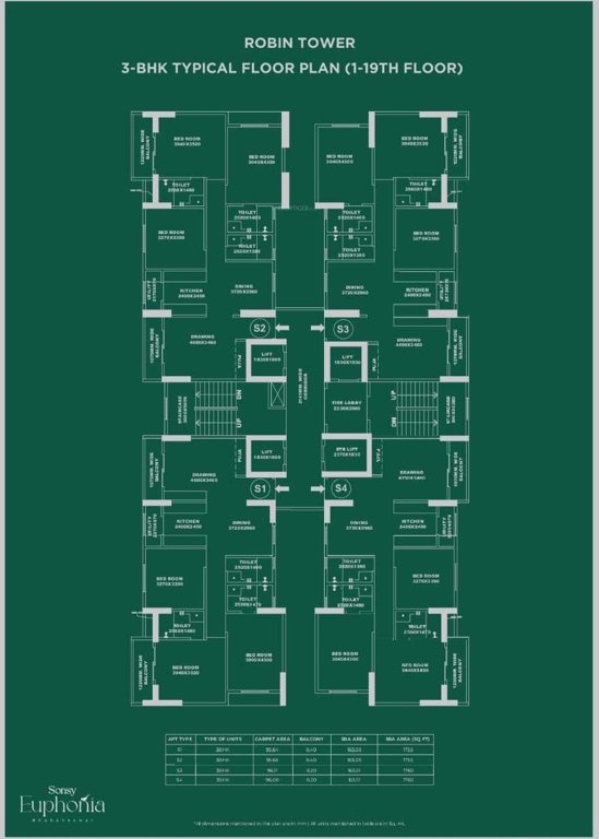 euphonia Euphonia Robin Tower Cluster Plan from 1st to 19th Floor