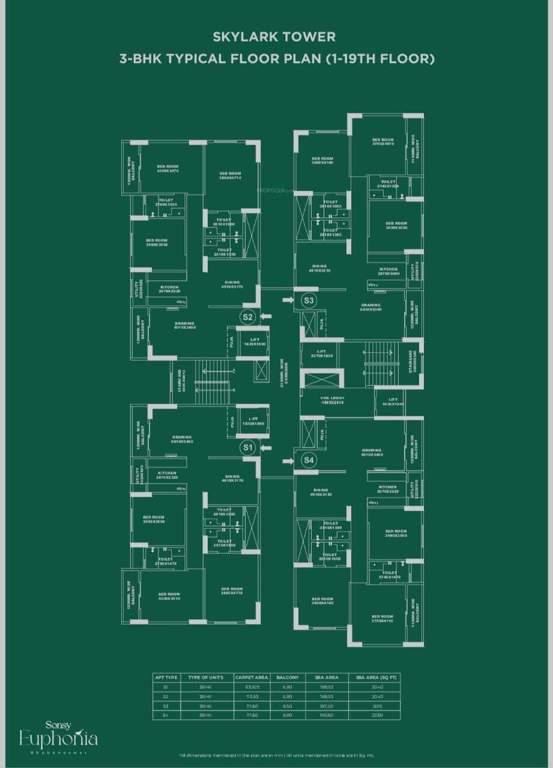 euphonia Euphonia Skylark Tower Cluster Plan from 1st to 19th Floor