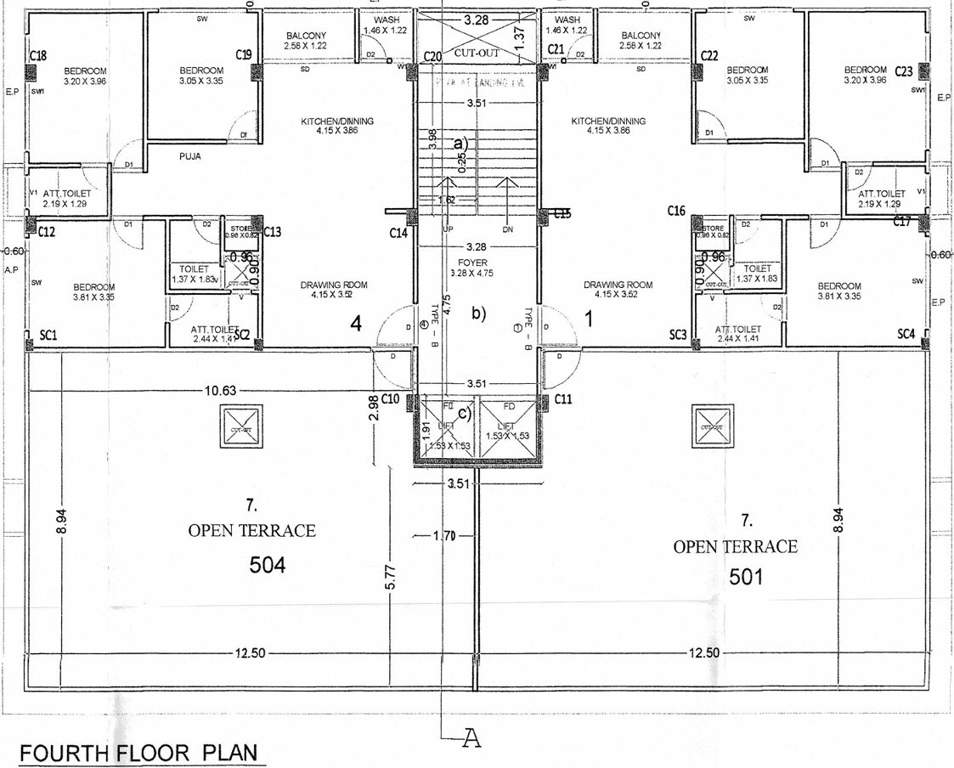  vrajraaj apartments Vrajraaj Apartments Cluster Plan 4th Floor