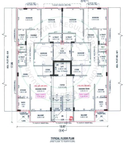  paarijat-greens Block A Cluster Plan from 1st to 4th Floor