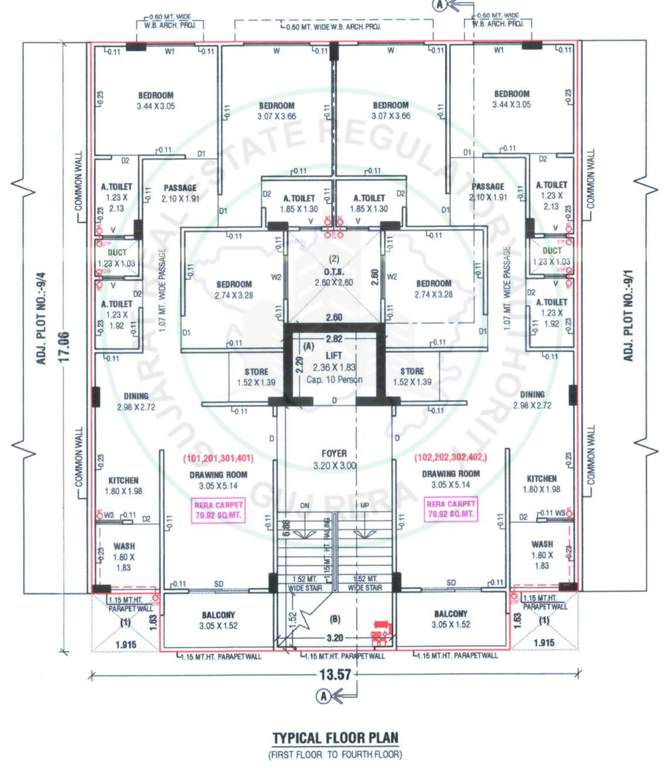  paarijat greens Block A Cluster Plan from 1st to 4th Floor