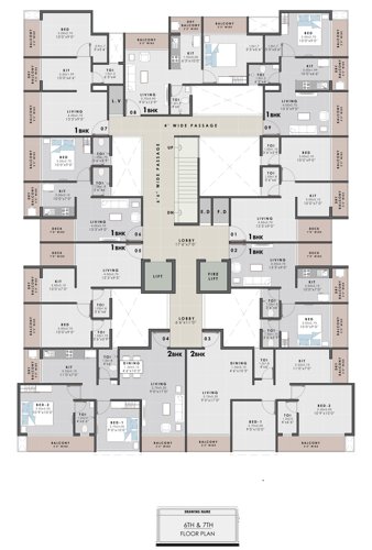  vrundavan-bliss Vrundavan bliss Cluster Plan from 6th to 7th Floor