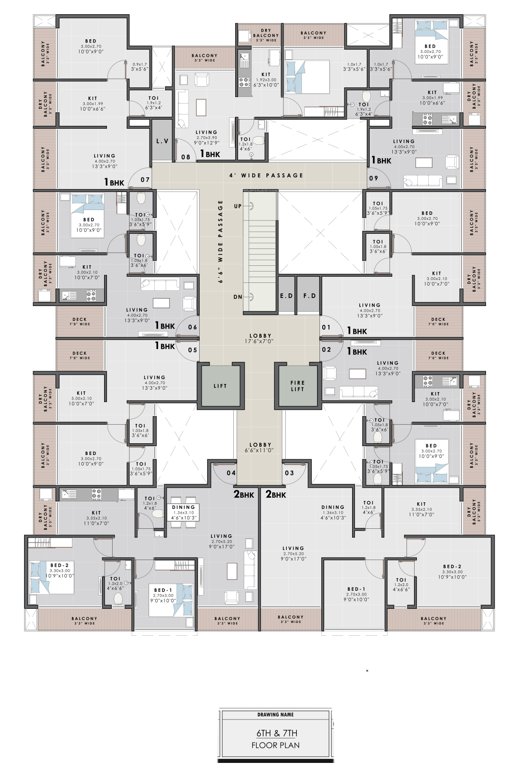  vrundavan bliss Vrundavan bliss Cluster Plan from 6th to 7th Floor