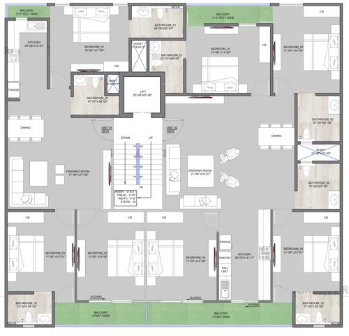  i-and-m-floret-homes I And M Floret Homes Cluster Plan from 1st to 5th Floor