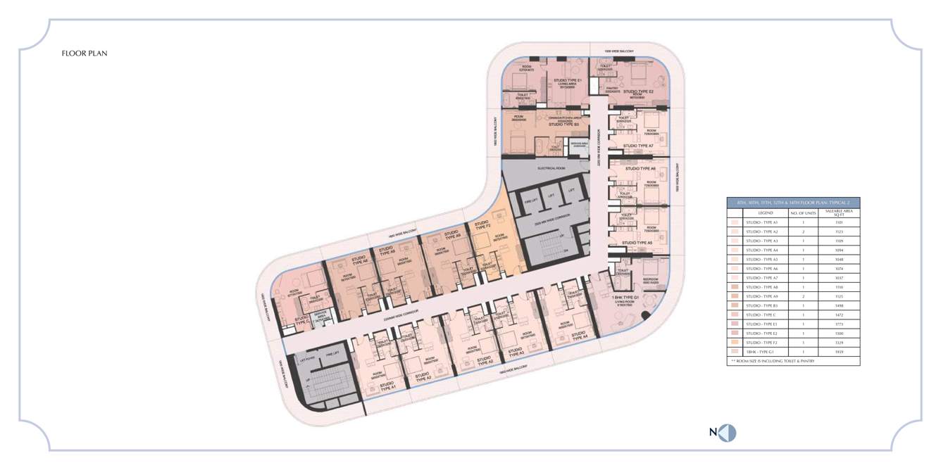  the selene tower The Selene Tower 1 Cluster Plan from 8th to 14th Floor