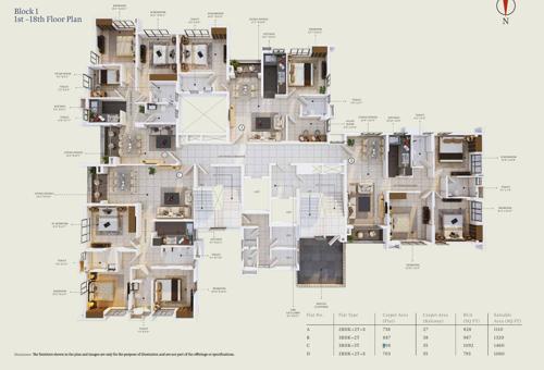  suncrest-estate-phase-ii Block 1 Cluster Plan From 1st To 18th Floor