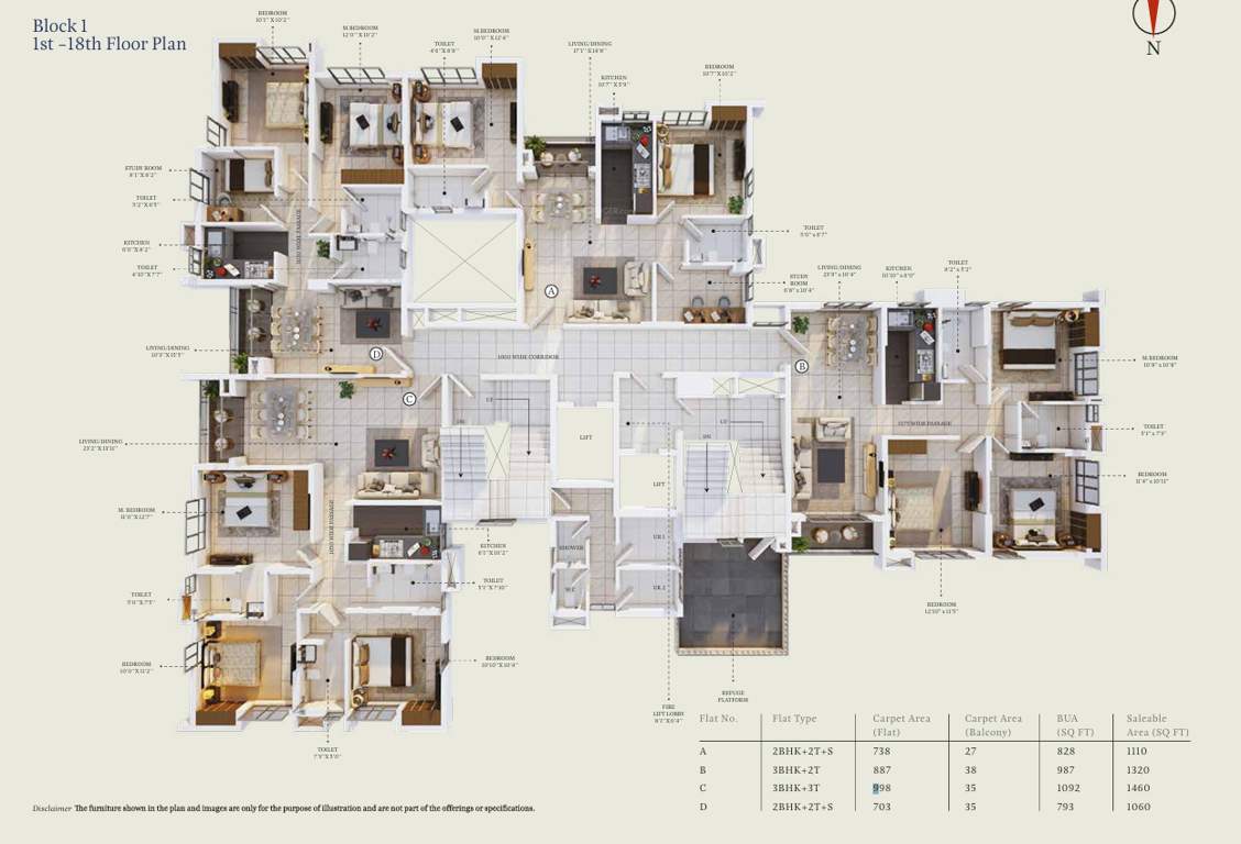  suncrest estate phase ii Block 1 Cluster Plan From 1st To 18th Floor