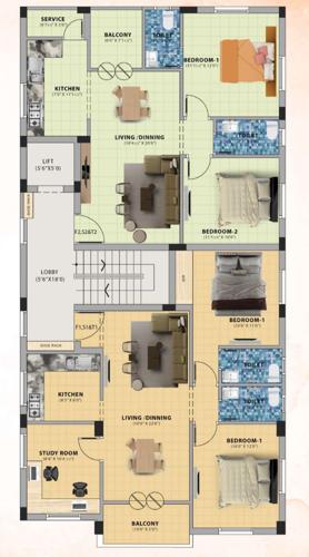  gurudhaya-flats Gurudhaya Flats Cluster Plan from 1st to 3rd Floor