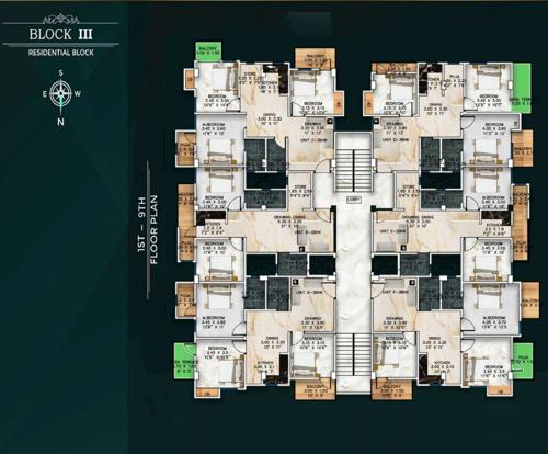  high-rise-landmark Block III Cluster Plan from 1st to 9th Floor