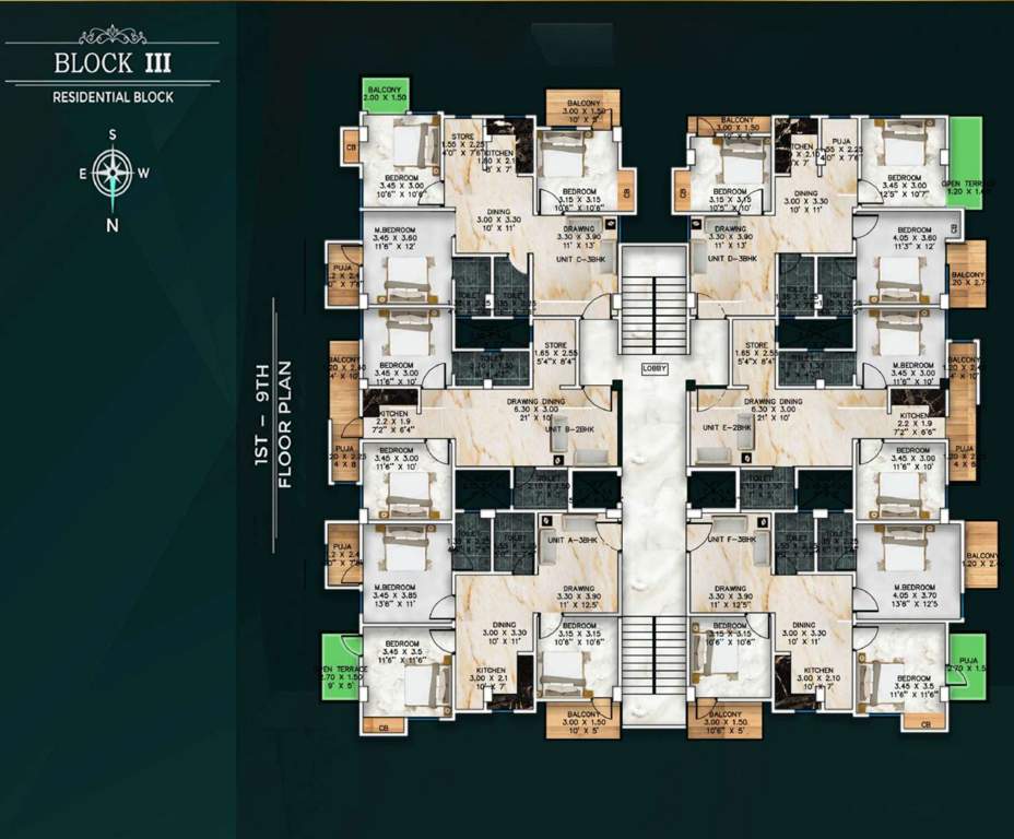  high rise landmark Block III Cluster Plan from 1st to 9th Floor