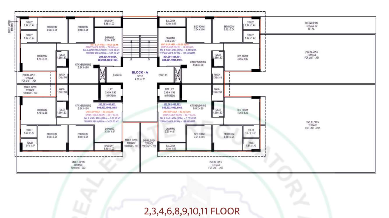  aarav elenza infinium Block A Cluster Plan from 2nd, 3rd, 4th, 6th, 8th, 9th, 10 to 11th Floor
