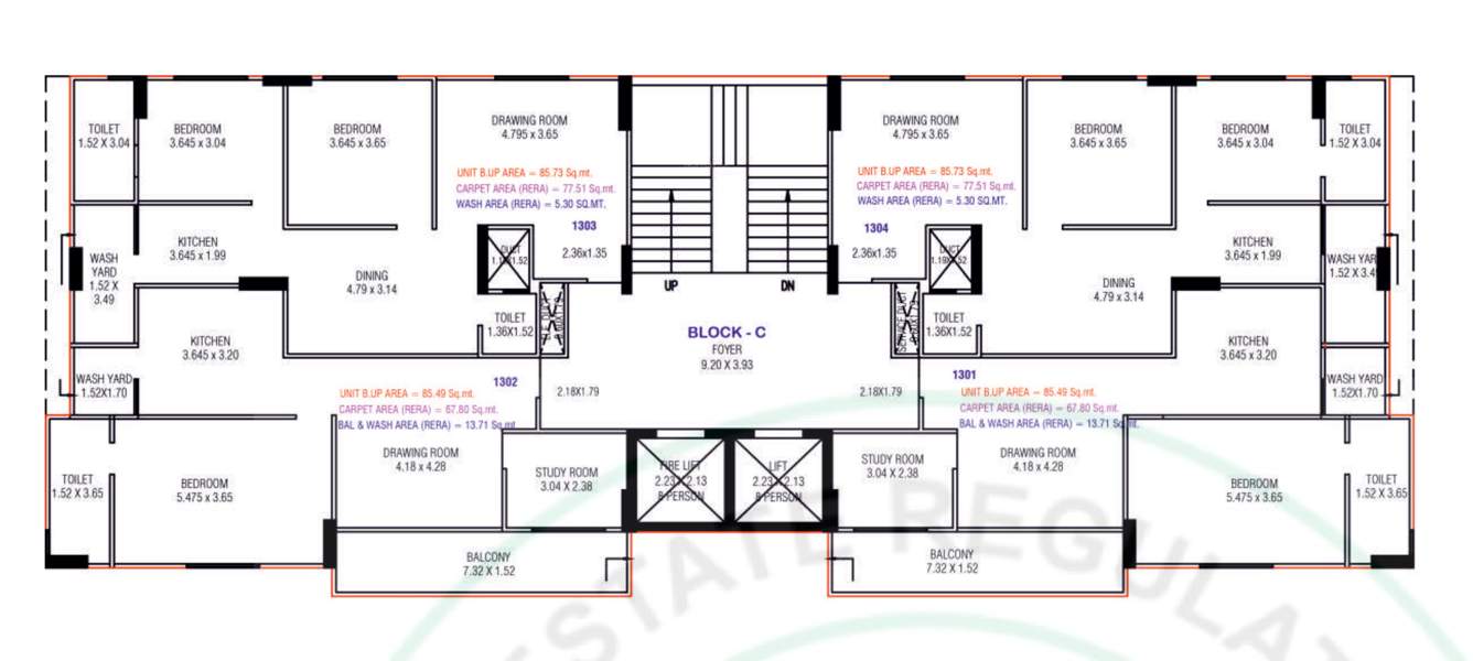  aarav elenza infinium Block C Cluster Plan for 13th Floor