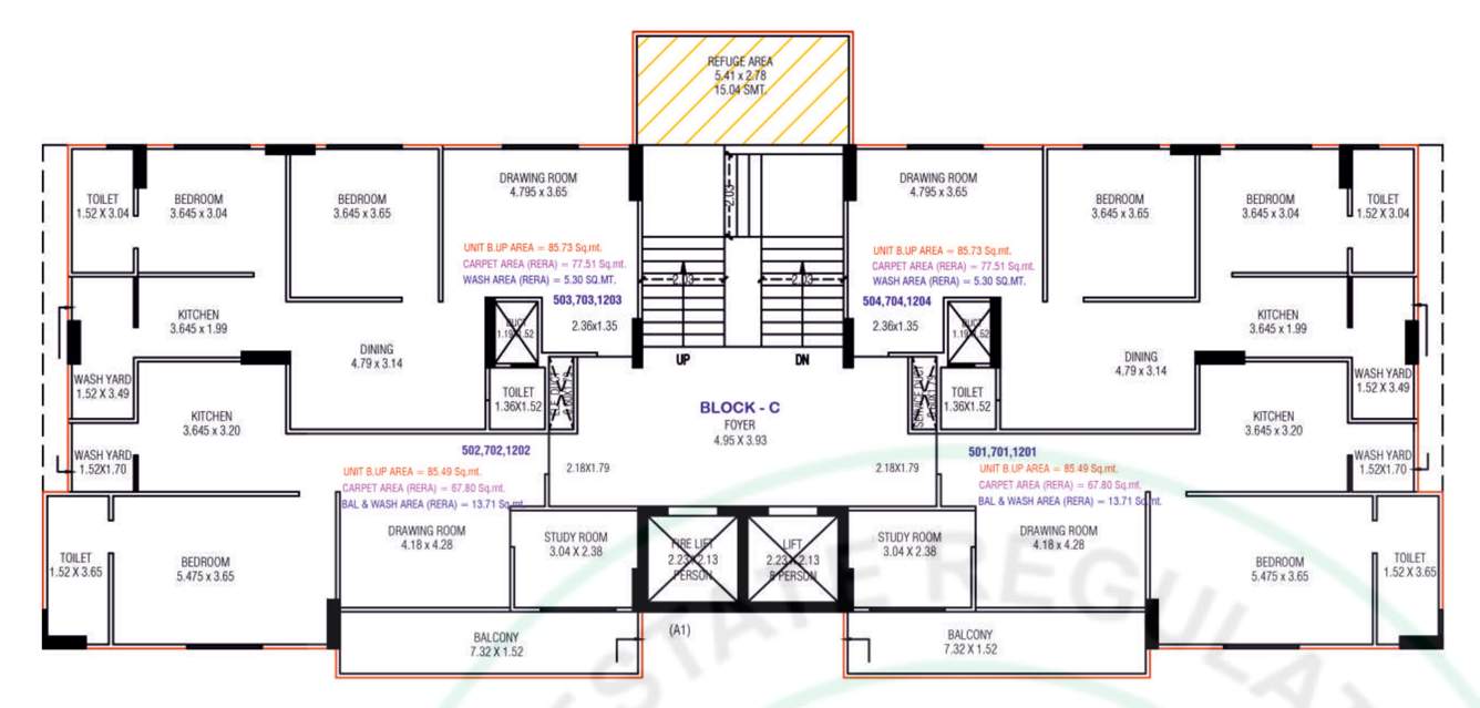  aarav elenza infinium Block C Cluster Plan for 5th, 7th to 12th Floor