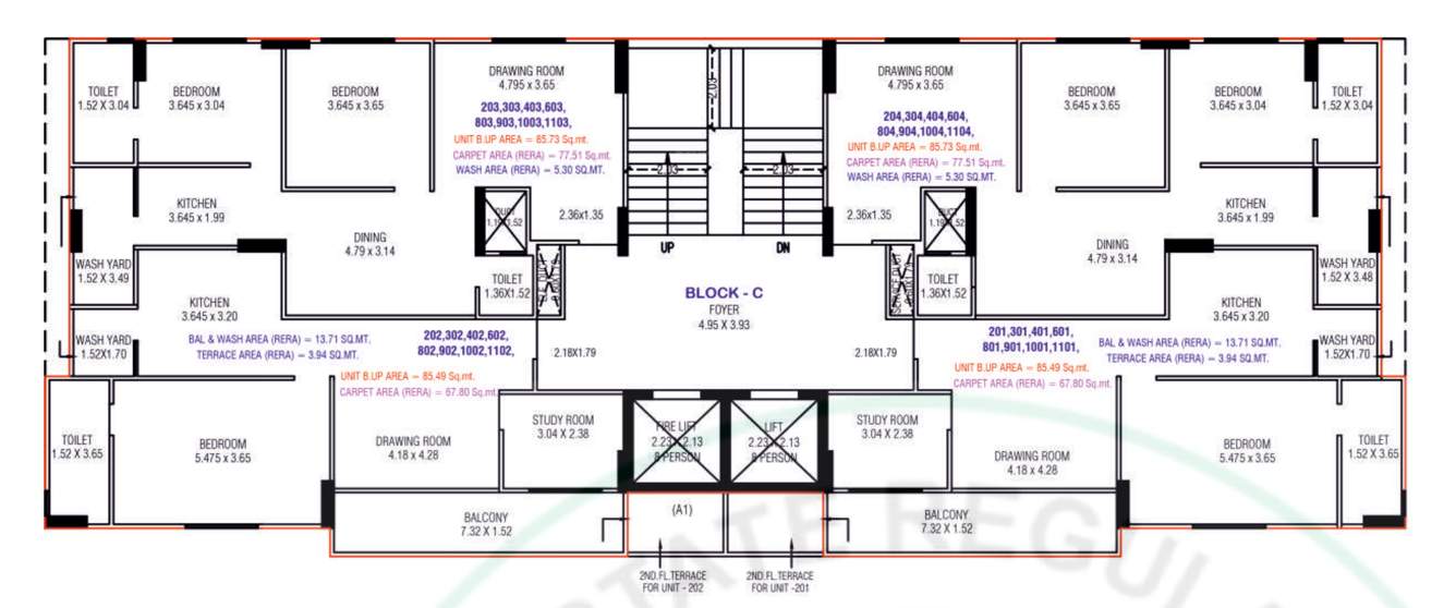  aarav elenza infinium Block C Cluster Plan from 2nd, 3rd, 4th, 6th, 8th, 9th, 10 to 11th Floor