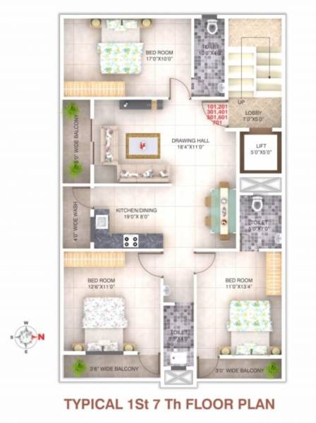  roshan-niwas Cluster Plan from 1st to 7th Floor
