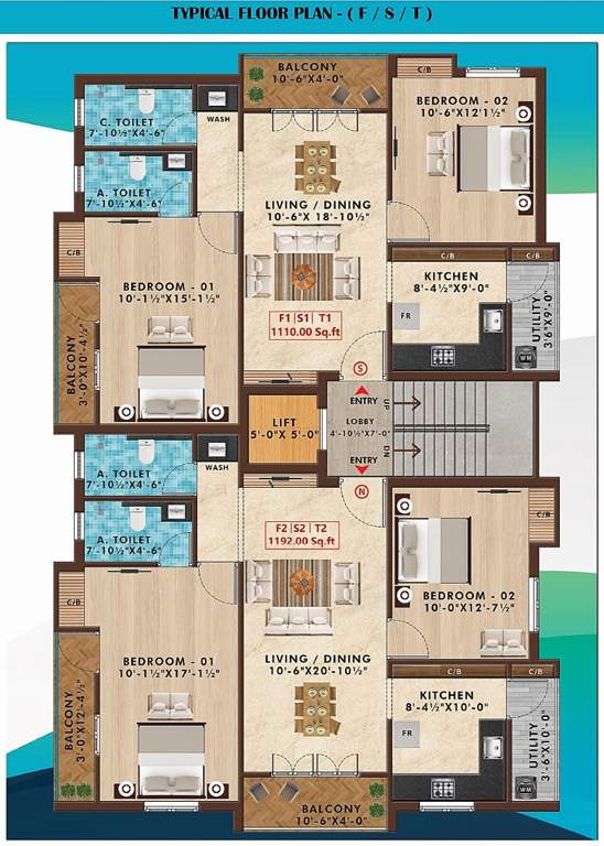  kishore flats Kishore Flats Cluster Plan from 1st to 3rd Floor