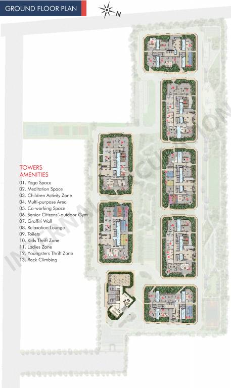  rise Tower A,B,C,D,E,F,G Cluster Plan for ground Floor