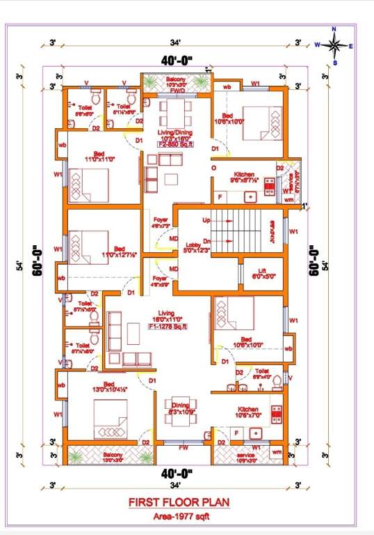  rj flats block 2 RJ Flats Block 2 Cluster Plan for 1st Floor