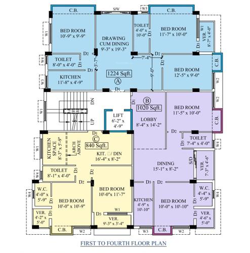  b-s-apartment Shanvi B S Apartment Cluster Plan for Typical Floor