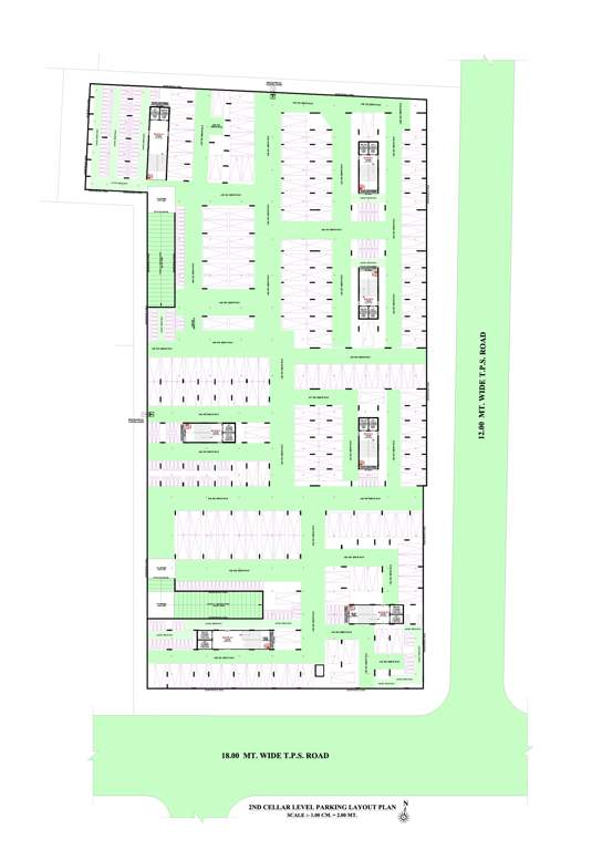  raj mahal and the lake palace Block A1, B1, A, B, C, D & E Cluster Plan for 2nd Cellar Level Parking Floor
