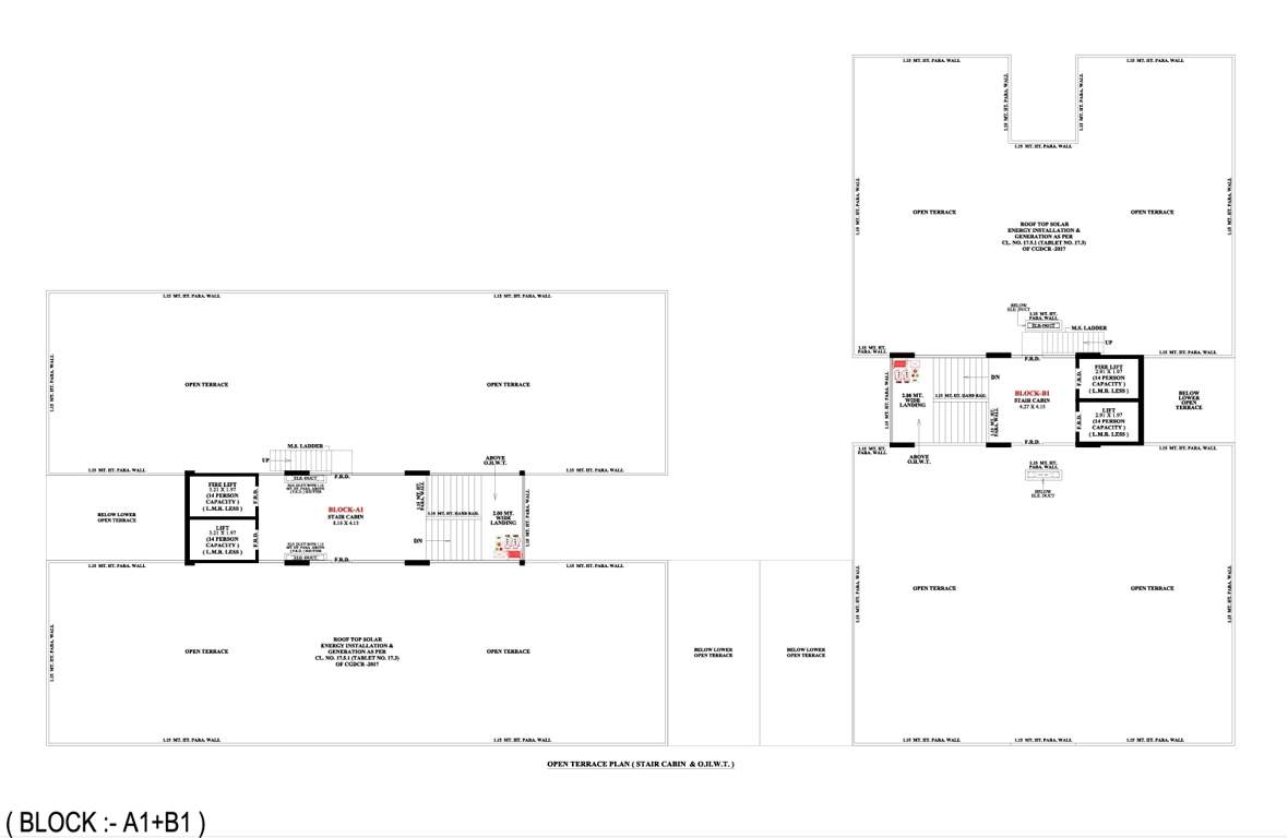  raj mahal and the lake palace Block A1 B1 Cluster Plan for Terrace  Floor