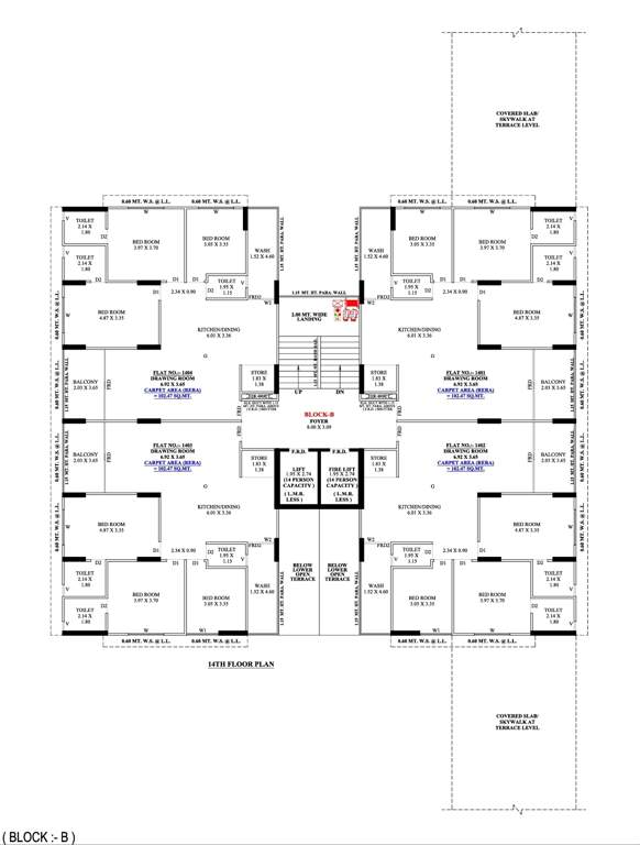  raj mahal and the lake palace Block B Cluster Plan for 14th Floor