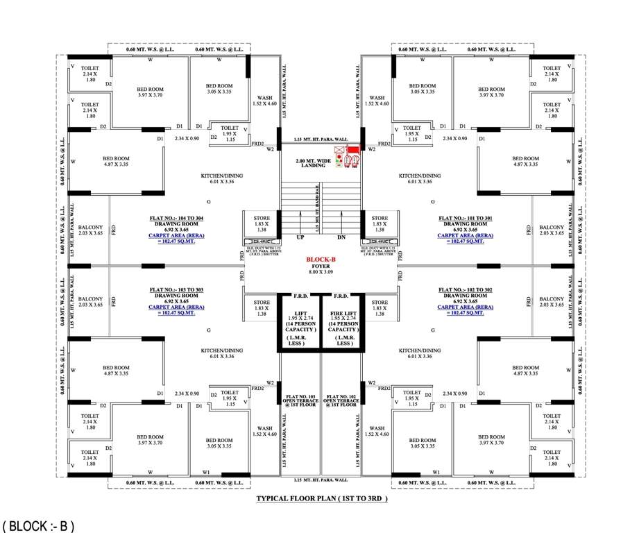  raj mahal and the lake palace Block B Cluster Plan from 1st to 3rd Floor