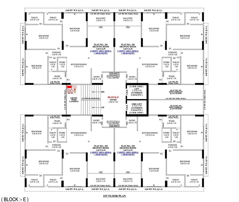 raj mahal and the lake palace Block E Cluster Plan for 1st Floor