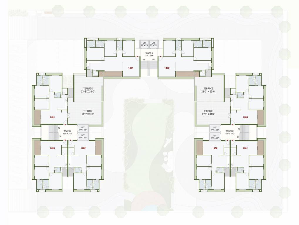  capital sivesta Tower A, B & C Cluster Plan for 14th Floor