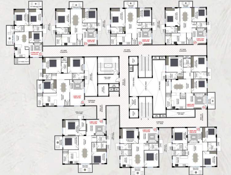  susheela kuteer Maytri Susheela Kuteer Cluster Plan From 1, 2, 3, 5, 6, 8 & 9 Floor