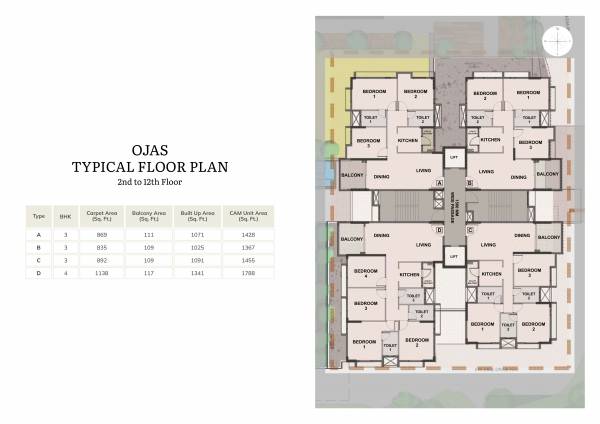  tatsam Tower - 1 Cluster Plan from 2nd to 12th Floor