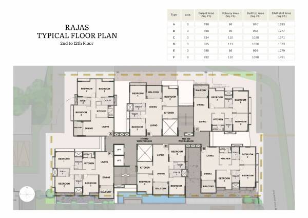  tatsam Tower - 3 Cluster Plan from 2nd to 12th Floor