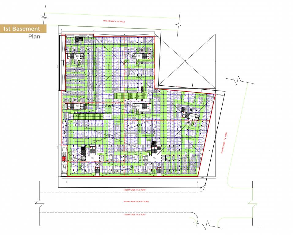  elevate Block A, B,C, D, E, F & G Cluster Plan for 1st Basement Floor