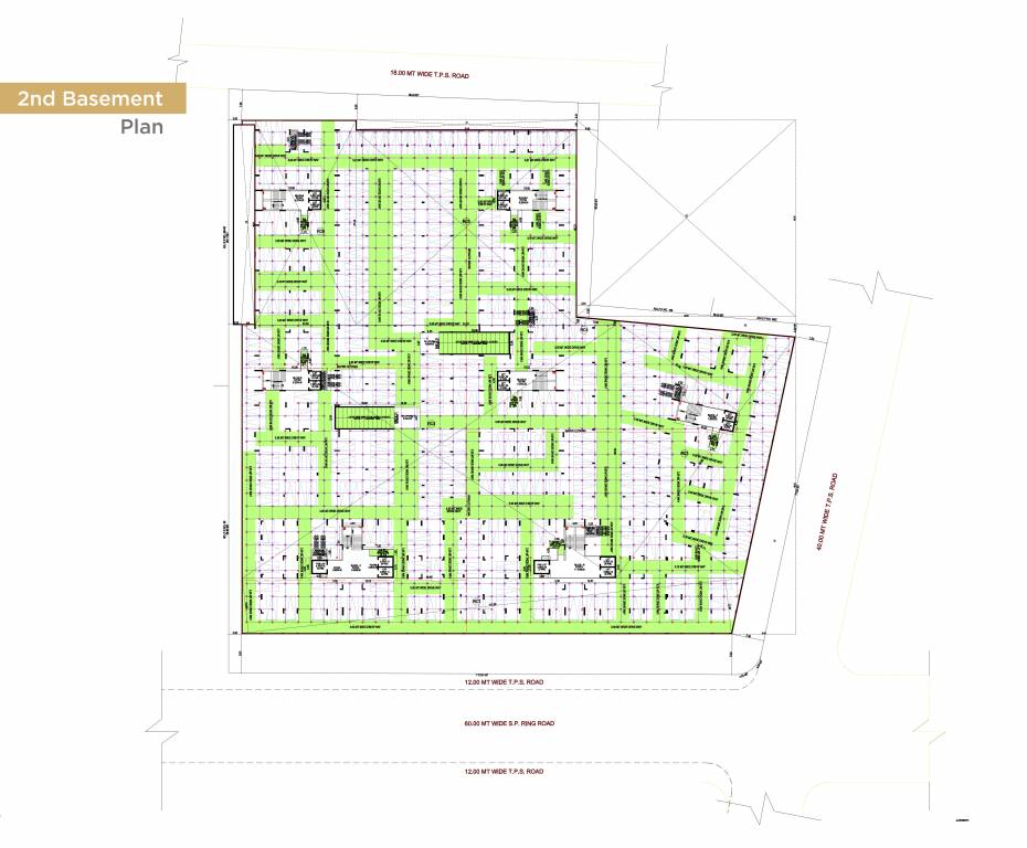  elevate Block A, B,C, D, E, F & G Cluster Plan for 2nd  Basement Floor