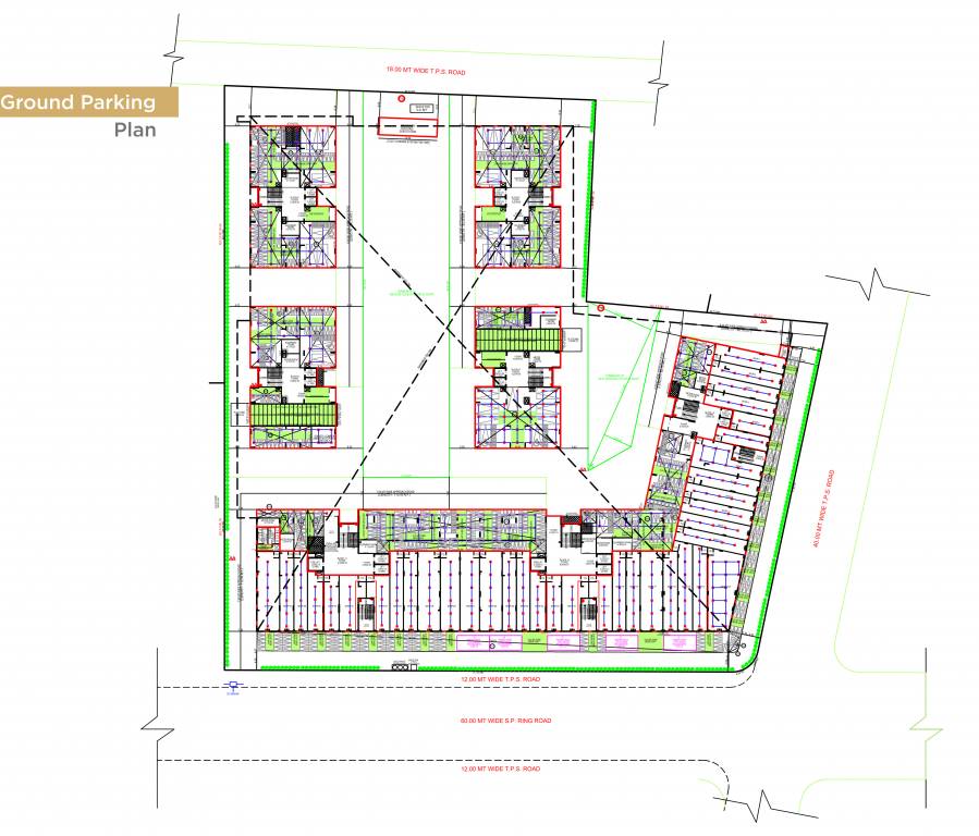  elevate Block A, B,C, D, E, F & G Cluster Plan for ground Parking  Floor