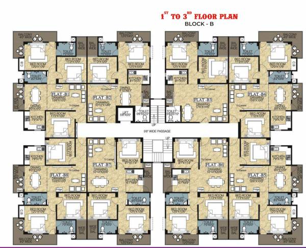  ajay-city Block B Cluster Plan from 1st to 3rd Floor