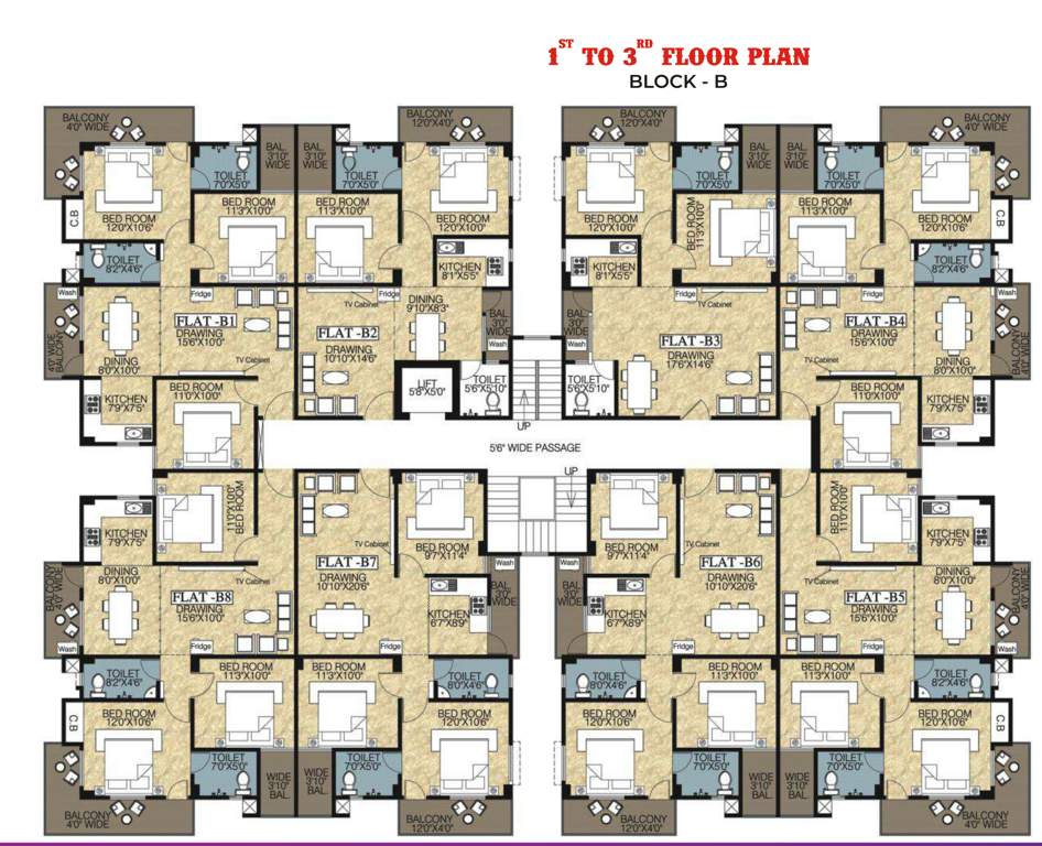  ajay city Block B Cluster Plan from 1st to 3rd Floor